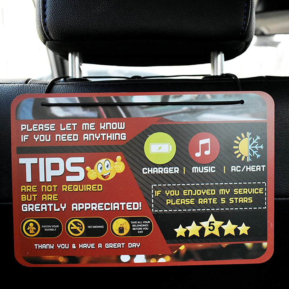 5 Star Rideshare Driver Rating Sign (2 Pack)